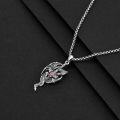 wholesale Sterling Silver Crystals Phoenix Dragon Cross Sword Dragon Pendant Necklace w Stainless Steel Chain-0-3