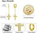 wholesale Gold 925 Sterling Silver CZ Cross Drop Earrings for Women and Men 23x48mm-0-5