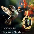 wholesale 925 Sterling Silver Hummingbird Black Onyx Pendant Necklace-0-5