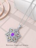 wholesale 925 Sterling Silver Purple Amethyst Flower Shape Pendant Necklace-0-6