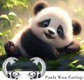 wholesale 925 Sterling Silver Panda on the Moon Stud Earrings for Women - Hypoallergenic Jewelry-0-2