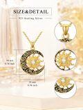 wholesale 925 Sterling Silver Black Enamel Gold Plated Sun and Moon Mountain Compass Pendant Necklace-0-2