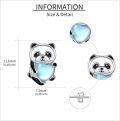 wholesale 925 Sterling Silver Heart-Shaped Panda Stud Earrings with Blue Stone - Perfect Gift for Mom-0-4
