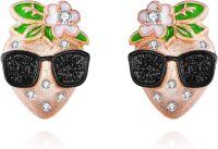 wholesale 925 Sterling Silver Strawberry Stud Earrings with Sunglasses and Flowers - Mother's Day Gifts for Her-Strawberry
