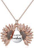wholesale 925 Sterling Silver Sunflower Locket Necklace with YOU ARE MY SUNSHINE Engraving Pendant-0-12