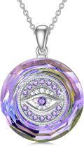 wholesale Sterling Silver Blue Crystal Evil Eye Protection Necklace Women s Gift-0-5