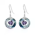 TOUPOP Sterling Silver Blue Crystal Moon Star Dangle Earrings-0-0