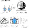 wholesale 925 Sterling Silver Blue Opal Turtle Leverback Hoop Earrings Boho Beach s for Women Girls 23x18mm-0-4