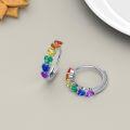wholesale 925 Sterling Silver Rainbow Heart-Shaped Gemstone Huggie Hoop Earrings for Women-0-3