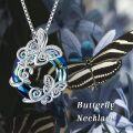 wholesale 925 Sterling Silver Butterfly Pendant Necklace with Blue Crystal Birthday Christmas s for Women-0-3