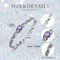 wholesale 925 Sterling Silver & Natural Amethyst Vine Leaf Wrap Boho Bracelet for Women, Healing Stone Jewelry Gift, 6-7.5 Adjustable-0-5
