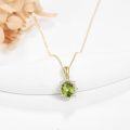 wholesale 14K Yellow Gold 6-7mm Simulated Peridot & Moissanite Necklace for Women-0-2