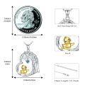 wholesale 925 Sterling Silver Necklace With Golden Chick Pendant And Blue Heart Charm-0-5