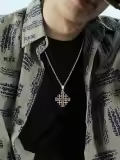 TOUPOP 925 Sterling Silver Jerusalem Cross Necklace Pendant For Men-0-4