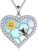 wholesale 925 Sterling Silver Heart-Shaped Honeycomb Pendant Necklace for Women - Lady's Gift-0-0