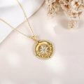 wholesale 14K Gold Compass Pendant Necklace with Cubic Zirconia and Inspirational Message Go in the direction of your dreams - Graduation Gifts for Her-0-4