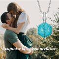 wholesale 925 Sterling Silver Hexagon Natural Turquoise Pendant Necklace Gift for Women-0-4