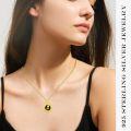 wholesale Gold 925 Sterling Silver Round Pendant with Black Onyx and Yellow Gold Plated Sunflower Design - 925 Jewelry for Women-0-4