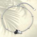 wholesale 925 Sterling Silver Black White Kissing Cat Couple Adjustable Chain Bracelet-0-3