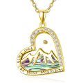 wholesale 925 Sterling Silver Heart Mountain Pendant Necklace Abalone Shell Gold Plated For Women-0-6