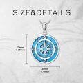 wholesale 925 Sterling Silver Blue Turquoise & Cubic Zirconia Compass Pendant Necklace for Women Girls Gifts Vintage Bohemian Style Jewelry 45cm Chain Length-0-17