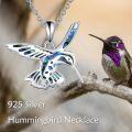 wholesale 925 Sterling Silver Hummingbird Blue Abalone Shell Inlay Pendant Necklace-0-5