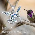 wholesale 925 Sterling Silver Hummingbird Blue Abalone Shell Inlay Pendant Necklace-0-5