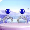 wholesale 925 Sterling Silver Blue Lapis Lazuli and Red Agate Celtic Knot Moon Drop Earrings for Women - Boho s-0-2