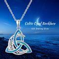 wholesale 925 Sterling Silver Blue Opal Triquetra Pendant Necklaces for Women and Men-0-5
