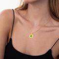 wholesale Gold 925 Sterling Silver Four-Leaf Clover Pendant Necklace with Green Stones - Irish Luck Charm Jewelry-0-5