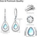 wholesale 925 Sterling Silver Teardrop Moonstone & Crystal Leverback Earrings-0-4