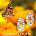 wholesale 925 Sterling Silver Butterfly Leaf Design Small Huggie Hoop Earrings Floral s for Women-0-2