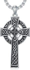 wholesale 925 Sterling Silver Celtic Knot Cross Pendant Necklace  for Men & Women - Protection Amulet Religious Jewelry with 24 Rolo Chain (Gift Included)-0-0