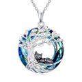 TOUPOP Sterling Silver Blue Crystal Celtic Mountain Moon Pendant Necklace-0-0