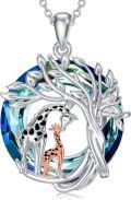 wholesale TOUPOP Giraffe Necklace 925 Sterling Silver Crystal Tree Of Life Pendant Necklace Birthday Mother's Day Jewelry Mother And Daughter Giraffe Gifts For Women Mom Wife -0-0