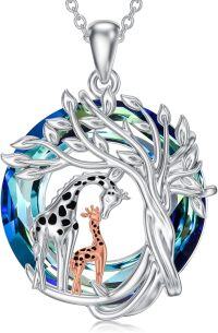 wholesale TOUPOP Giraffe Necklace 925 Sterling Silver Crystal Tree Of Life Pendant Necklace Birthday Mother's Day Jewelry Mother And Daughter Giraffe Gifts For Women Mom Wife -undefined