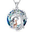 TOUPOP Sterling Silver Crystal Giraffe Tree Of Life Pendant Necklace-0-0