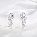 wholesale 925 Sterling Silver Vintage Peacock Feather Ear Climber Studs with Black Onyx Stones for Women-0-2