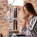wholesale 925 Sterling Silver Ankh Cross Pendant Necklace with Black Cubic Zirconia Elements for Women and Men-0-1