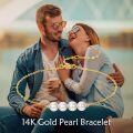 wholesale 14k Gold Four Pearl Bracelet Dainty Chain Jewelry For Women-0-5