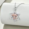 wholesale 925 Sterling Silver Star of David Pendant with Rose Gold Hebrew Letter Chai and Cubic Zirconia Cut Texture Design for Women Girls Judaica Gifts-0-1