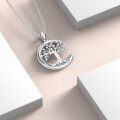 wholesale 925 Sterling Silver Moon & Tree Pendant Necklace with Cubic Zirconias for Women's Fashion s-0-3