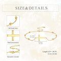 wholesale 14k Gold Adjustable Sideways Cross Bead Station Anklet For Women-0-4