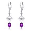 wholesale 925 Sterling Silver Amethyst Drop Earrings With Filigree Design-0-0