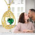 wholesale Sterling Silver Yellow Gold Plated Gemstone Tree of Life Pendant Necklace-0-22