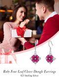 wholesale 925 Sterling Silver Heart-Shaped Ruby Drop Earrings - Valentines Day Gifts for Her-0-1