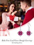wholesale 925 Sterling Silver Heart-Shaped Ruby Drop Earrings - Valentines Day Gifts for Her-0-1