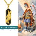 wholesale 925 Sterling Silver Gold Plated Saint Florian Black Onyx Pendant Necklace-0-4