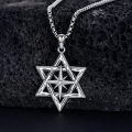 wholesale 925 Sterling Silver Six Pointed Star Compass Cz Pendant Necklace For Women-0-3