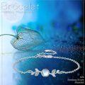 wholesale 925 Sterling Silver Green Enamel Leaves & Round Blue Stone Charm Bracelet for Women's Gifts-0-1